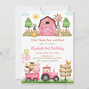 Farm Barnyard Animals Kids Birthday Invitation