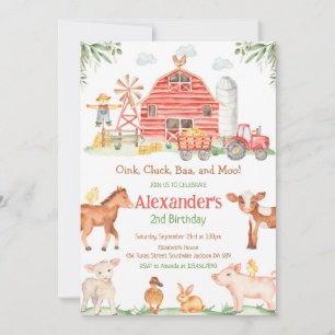 Farm Barnyard Animals Kids Birthday Invitation