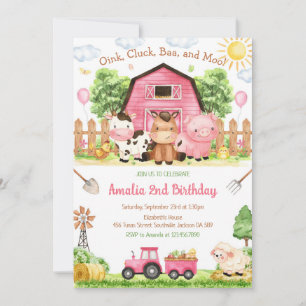 Farm Barnyard Animals Kids Birthday Invitation