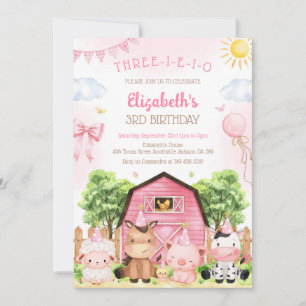 Farm Barnyard Animals Kids Birthday Invitation