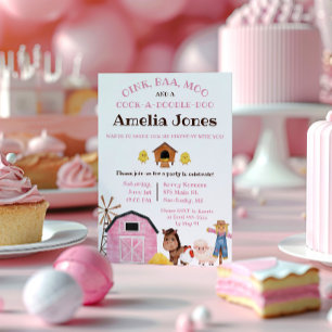 Farm, Barnyard Animals, Kids' Birthday Party Invitation
