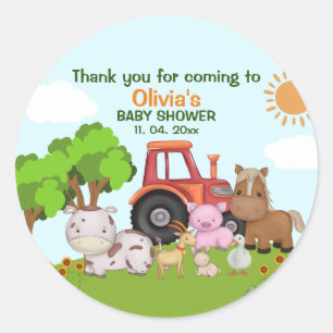 Farm Barnyard Baby Shower Classic Round Sticker