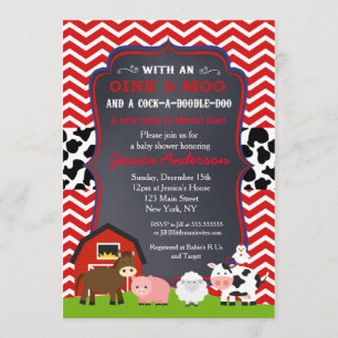 Farm Barnyard Baby Shower Invitations