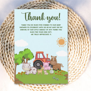 Farm Barnyard Baby Shower Thank You Card