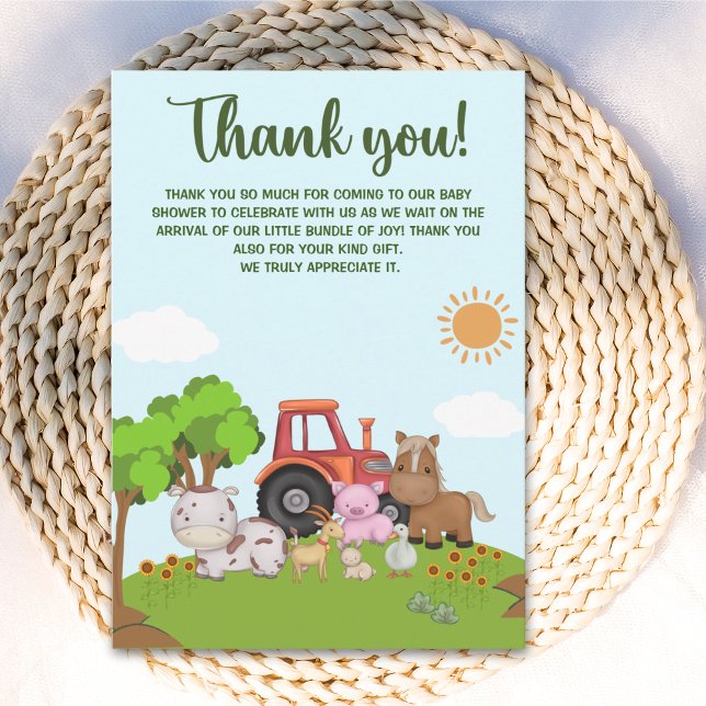 Farm Barnyard Baby Shower Thank You Card (Creator Uploaded)