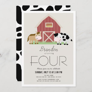 Farm Barnyard Beige Birthday Invitation