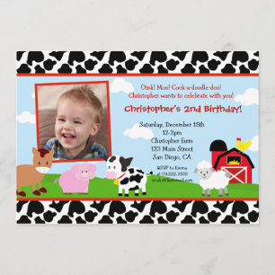 Farm Barnyard Birthday Invitations