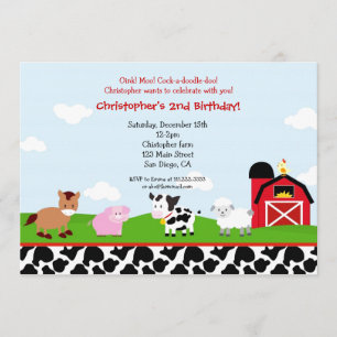 Farm Barnyard Birthday Invitations