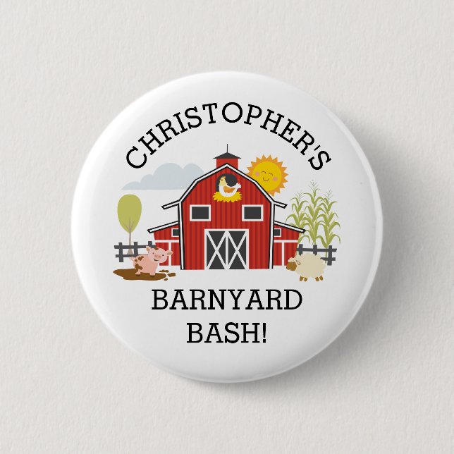 Farm Barnyard Birthday Old Macdonald Button (Front)