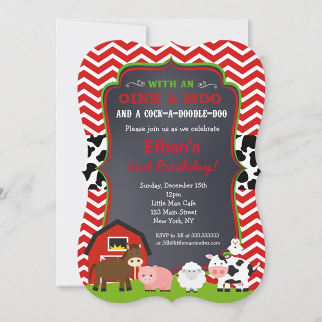 Farm Barnyard Birthday Party Invitations (Front)