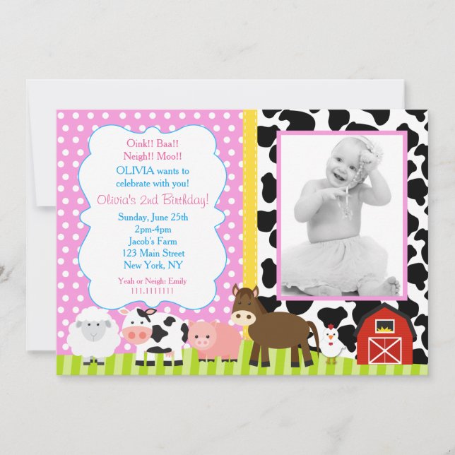 Farm Barnyard Birthday Party Invitations (Front)