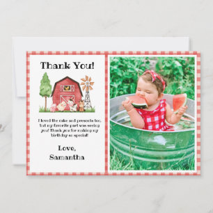 Farm/ Barnyard Birthday Thank You Card with Photo