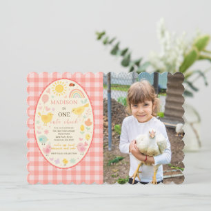 Farm Barnyard Chicken 1st Birthday Party Photo Invitation