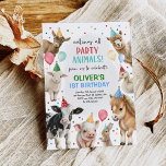 Farm Barnyard Party Animals Balloons Boy Birthday Invitation<br><div class="desc">This invitation showcases adorable farm animals,  colourful balloons in shades of red,  blue,  yellow and green and a sprinkle of confetti,  creating a joyous and vibrant design that promises a barnyard bash like no other.</div>
