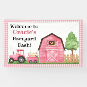 Farm / Barnyard Pink Birthday Banner