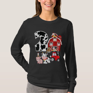 Farm Barnyard Theme Pig Cow Horse 2nd Birthday 2 Y T-Shirt