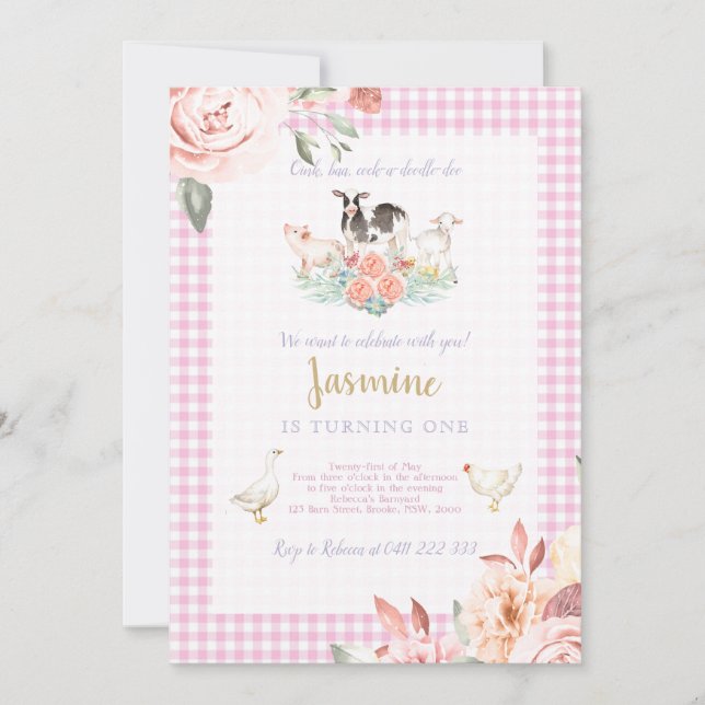 Farm Baryard Birthday Girl Invitation (Front)