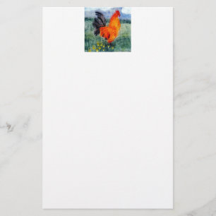 Farm Bird Rooster Painting Chicken Stationery