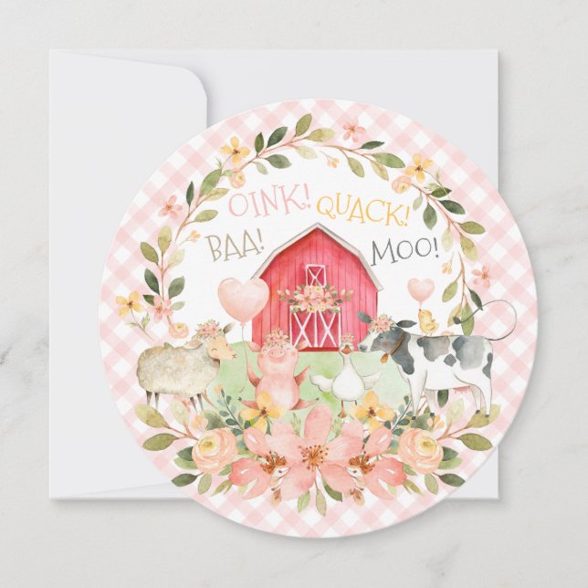 Farm Birthday Baa Oink Quack Moo Invitation (Front)