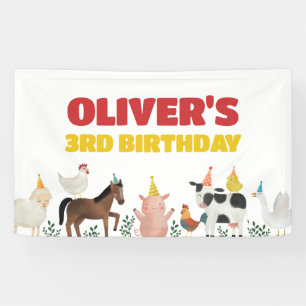 Farm Birthday Backdrop Barn Animals Banner