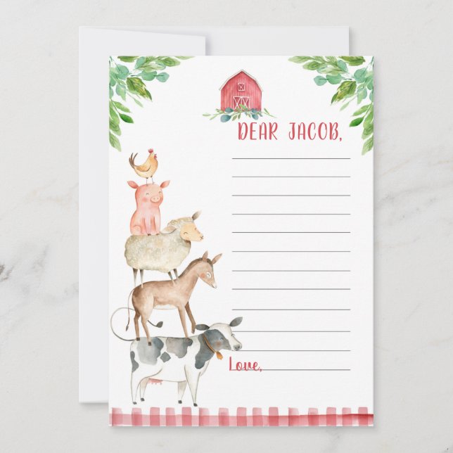 Farm Birthday Boy Barnyard Time Capsule Card  (Front)