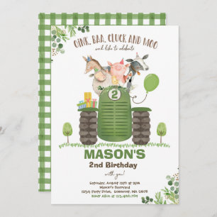 Farm Birthday Boy Old MacDonald Barnyard Party Invitation