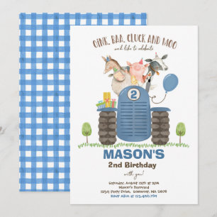 Farm Birthday Boy Old MacDonald Barnyard Party Invitation