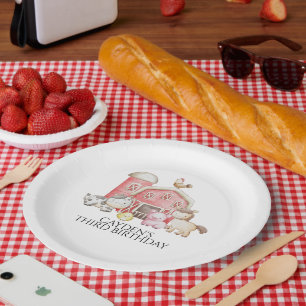 Farm birthday cute animal paper plate