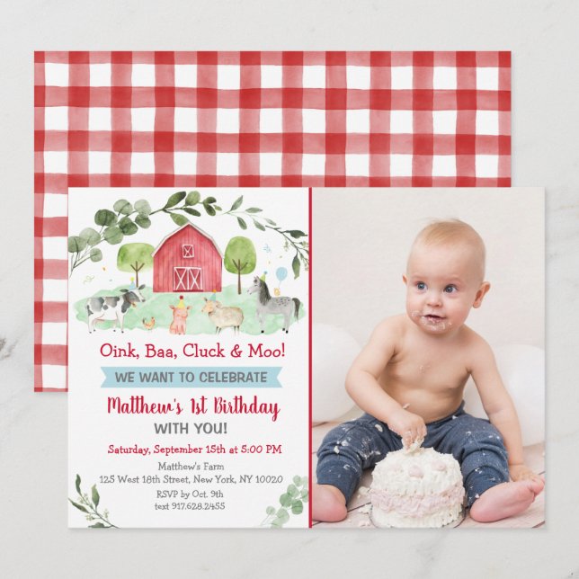 Farm Birthday Invitation (Front/Back)