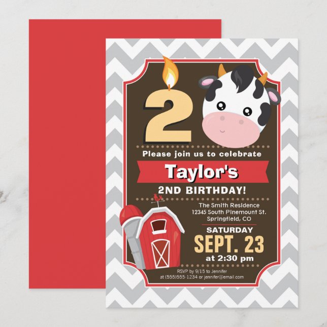 Farm Birthday Invitation (Front/Back)