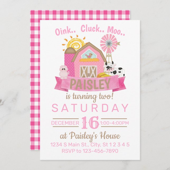 Farm Birthday Invitation (Front/Back)