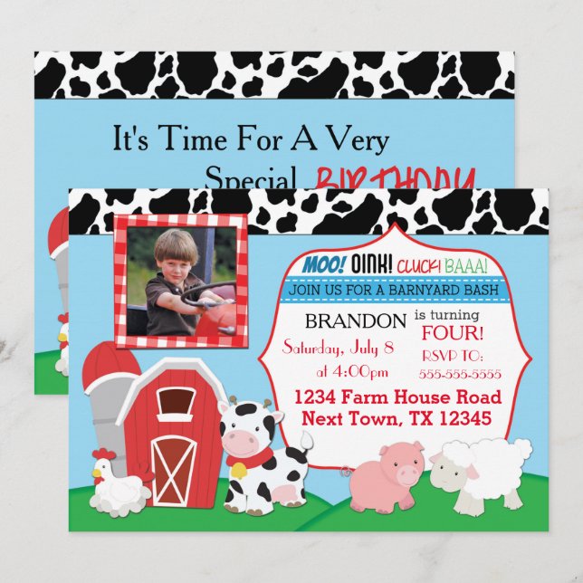 Farm Birthday Invitation (Front/Back)