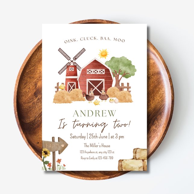  Farm Birthday Invitation, Barnyard Birthday Invit Invitation (Creator Uploaded)