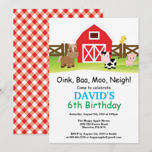 Farm Birthday Invitation Barnyard Party