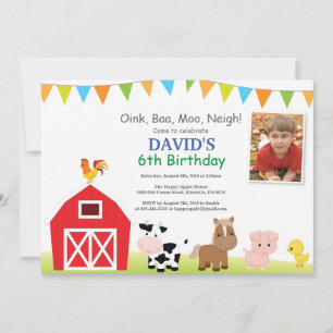 Farm Birthday Invitation Barnyard Party