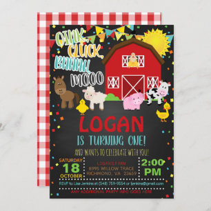 Farm Birthday Invitation - Blk
