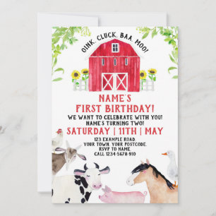 Farm Birthday Invitation, Boy Barn Party Animals Invitation