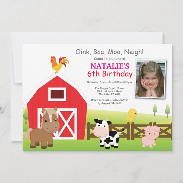 Farm Birthday Invitation Country Barnyard Party (Front)
