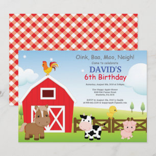 Farm Birthday Invitation Country Barnyard Party