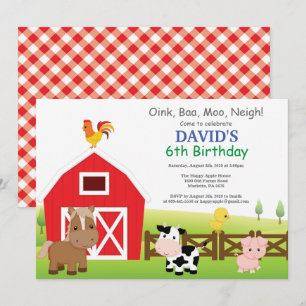 Farm Birthday Invitation Country Barnyard Party