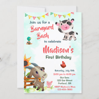 Farm birthday invitation Farm animals party invite
