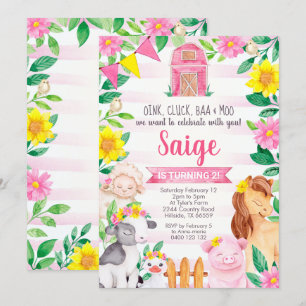 Farm Birthday Invitation Girl Farm Invitation