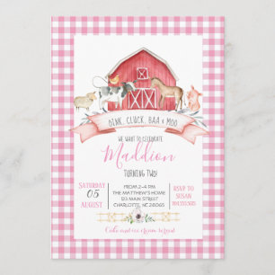 farm birthday invitation, girl farm party invitation