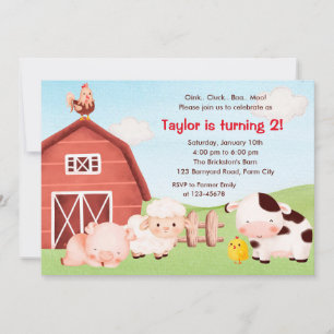 Farm Birthday Invitation - Watercolor - Barnyard