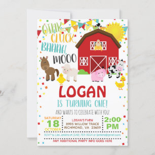 Farm Birthday Invitation - White