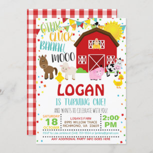 Farm Birthday Invitation - White
