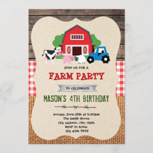 Farm birthday party invitation