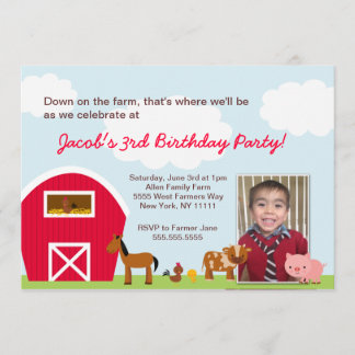 Farm Birthday Party invitation - with Photo