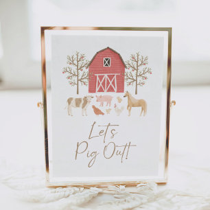 Farm Birthday Party Let's Pig Out Sign