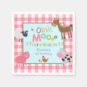 Farm Birthday Party Napkin  Old MacDonald Party
